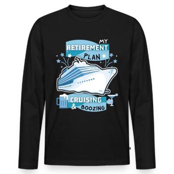 Kreuzfahrt, lustiger Spruch Rentner-Pläne, Rentner - Männer Premium Bio Langarmshirt - Schwarz - Vorne - Nico (187cm)