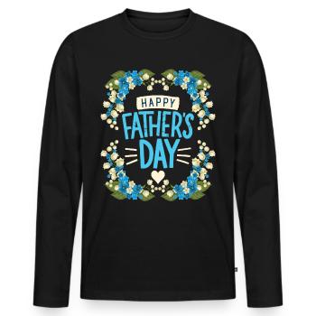 Fathers Day Father's Day Lily of the Valley Motif Typography - Men's Premium Organic Long Sleeve Shirt - black - Front - Nico (187cm)