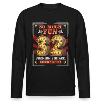 32ème anniversaire 32 ans Vintage-Retro Fun-Birthday - T-shirt manches longues Premium bio Homme - noir - Devant - Nico (187cm)