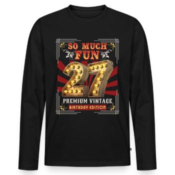 27th birthday 27 years Vintage-Retro Fun-Birthday - Men's Premium Organic Long Sleeve Shirt - black - Front - Nico (187cm)
