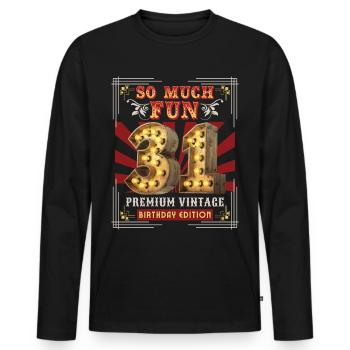 31ème anniversaire 31 ans Vintage-Rétro Fun-Anniversaire - T-shirt manches longues Premium bio Homme - noir - Devant - Nico (187cm)