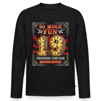 19th birthday 19 years Vintage-Retro Fun-Birthday - Men's Premium Organic Long Sleeve Shirt - black - Front - Nico (187cm)