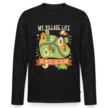 Village life, country life, funny saying slow-life - Men's Premium Organic Long Sleeve Shirt - black - Front - Nico (187cm)