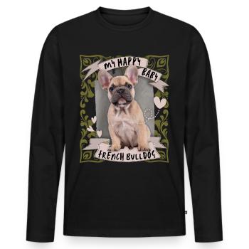 Français Bulldog, Chien, Bouledogue Français - T-shirt manches longues Premium bio Homme - noir - Devant - Nico (187cm)