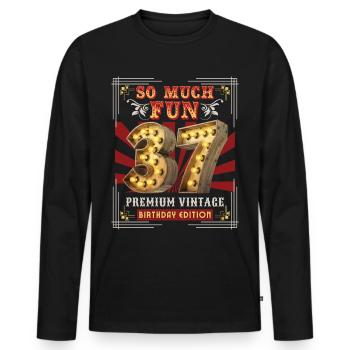 37th birthday 37 years Vintage-Retro Fun-Birthday - Men's Premium Organic Long Sleeve Shirt - black - Front - Nico (187cm)