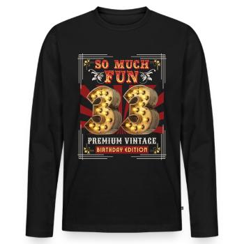 33ème anniversaire 33 ans Vintage-Retro Fun-Birthday - T-shirt manches longues Premium bio Homme - noir - Devant - Nico (187cm)