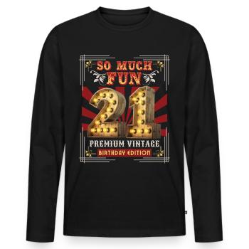 21st birthday 21 years Vintage-Retro Fun-Birthday - Men's Premium Organic Long Sleeve Shirt - black - Front - Nico (187cm)