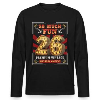 26ème anniversaire 26 ans Vintage-Retro Fun-Birthday - T-shirt manches longues Premium bio Homme - noir - Devant - Nico (187cm)