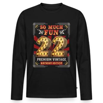 22ème anniversaire 22 ans Vintage-Retro Fun-Birthday - T-shirt manches longues Premium bio Homme - noir - Devant - Nico (187cm)