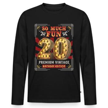 20th Birthday 20 Years Vintage-Retro Fun-Birthday - Men's Premium Organic Long Sleeve Shirt - black - Front - Nico (187cm)