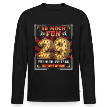 28th birthday 28 years Vintage-Retro Fun-Birthday - Men's Premium Organic Long Sleeve Shirt - black - Front - Nico (187cm)