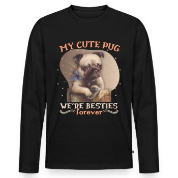 Chien carlin, Chien carlin, Illustration de chien, Dicton - T-shirt manches longues Premium bio Homme - noir - Devant - Nico (187cm)