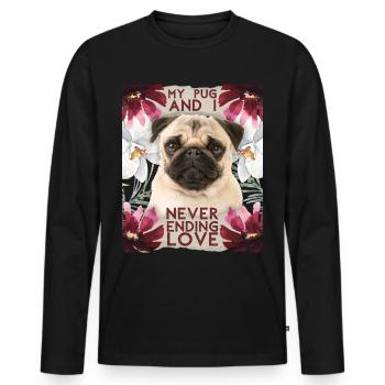 Pug dog, Pug-Dog funny saying - Men's Premium Organic Long Sleeve Shirt - black - Front - Nico (187cm)
