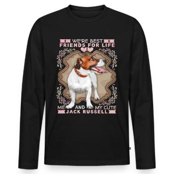 Jack Russell Terrier, Chien, Terrier mignon, Disant - T-shirt manches longues Premium bio Homme - noir - Devant - Nico (187cm)