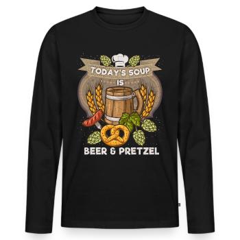 Bier und Brezel, lustiger Spruch - Männer Premium Bio Langarmshirt - Schwarz - Vorne - Nico (187cm)