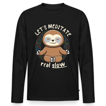 Yoga, yoga motif meditating sloth sloth - Men's Premium Organic Long Sleeve Shirt - black - Front - Nico (187cm)