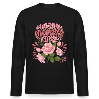 Bonne fête des mères, fête des mères, avec un décor rose - T-shirt manches longues Premium bio Homme - noir - Devant - Nico (187cm)