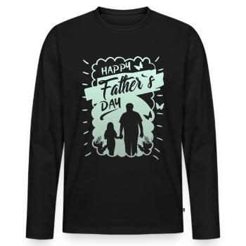 Father's Day, Father-and-Daughter, Happy Father's Day - Men's Premium Organic Long Sleeve Shirt - black - Front - Nico (187cm)