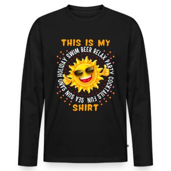 Urlaub am Meer, Sonne, Bier, lustiger Spruch - Männer Premium Bio Langarmshirt - Schwarz - Vorne - Nico (187cm)