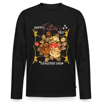 Bonne fête des pères, fête des pères avec des roses vintage - T-shirt manches longues Premium bio Homme - noir - Devant - Nico (187cm)