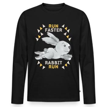 Cute Rabbit, Run-Faster-Rabbit-Run, funny saying - Men's Premium Organic Long Sleeve Shirt - black - Front - Nico (187cm)