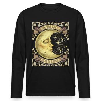 Moon-Child, Crescent, Boho Vintage, Victorian - Men's Premium Organic Long Sleeve Shirt - black - Front - Nico (187cm)