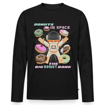 Donut space, donuts in space, funny astronaut - Men's Premium Organic Long Sleeve Shirt - black - Front - Nico (187cm)