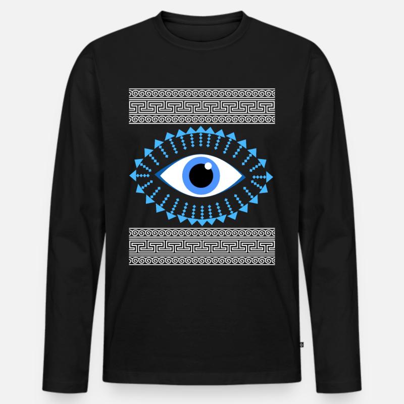 Antico greco serpeggiante occhio blu - Maglia a manica lunga ecologica premium da uomo - nero