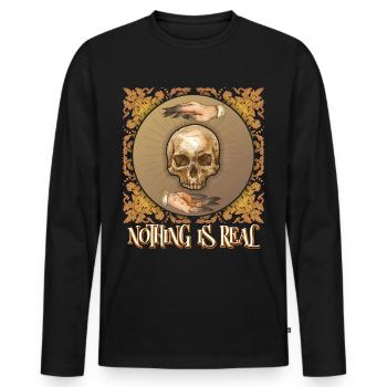 Occulte, Crâne, Magie, Alchimie Style Vintage - T-shirt manches longues Premium bio Homme - noir - Devant - Nico (187cm)