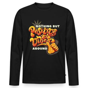 Motivation-Inspiration, Positive-Vibes Dicton - T-shirt manches longues Premium bio Homme - noir - Devant - Nico (187cm)