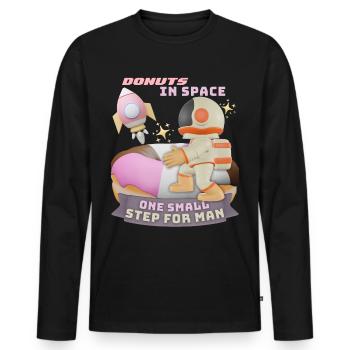 Donut space, donuts in space, funny astronaut - Men's Premium Organic Long Sleeve Shirt - black - Front - Nico (187cm)
