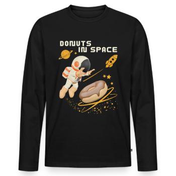 Donut space, donuts in space, funny astronaut - Men's Premium Organic Long Sleeve Shirt - black - Front - Nico (187cm)