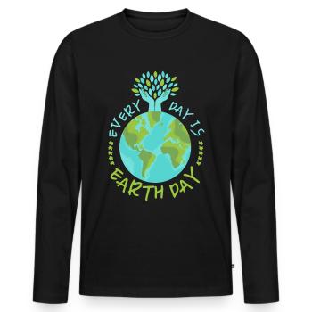 Earth Day, Saying, Environmental Protection, Climate Protection - Men's Premium Organic Long Sleeve Shirt - black - Front - Nico (187cm)