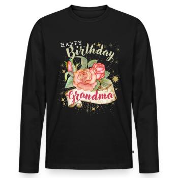Grandma-Grandma Birthday Vintage-Happy Birthday Grandma - Men's Premium Organic Long Sleeve Shirt - black - Front - Nico (187cm)