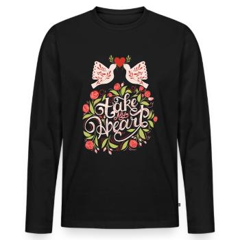 Love-Love Typography, Turtle Doves, Valentine's Day - Men's Premium Organic Long Sleeve Shirt - black - Front - Nico (187cm)