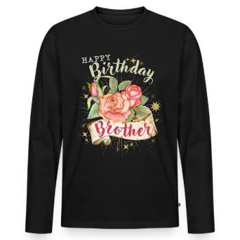 Frère-Frère Anniversaire Joyeux anniversaire-Frère - T-shirt manches longues Premium bio Homme - noir - Devant - Nico (187cm)