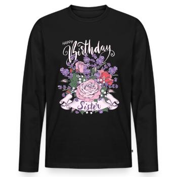 Joyeux anniversaire Sœur, Sœur Sœur Anniversaire - T-shirt manches longues Premium bio Homme - noir - Devant - Nico (187cm)
