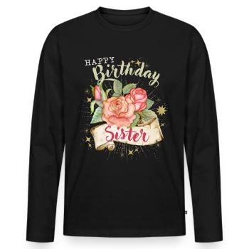 Sœur Sœur Anniversaire Joyeux Anniversaire-Sœur - T-shirt manches longues Premium bio Homme - noir - Devant - Nico (187cm)