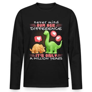 Dinosaure amoureux drôle disant Dinosaure - T-shirt manches longues Premium bio Homme - noir - Devant - Nico (187cm)