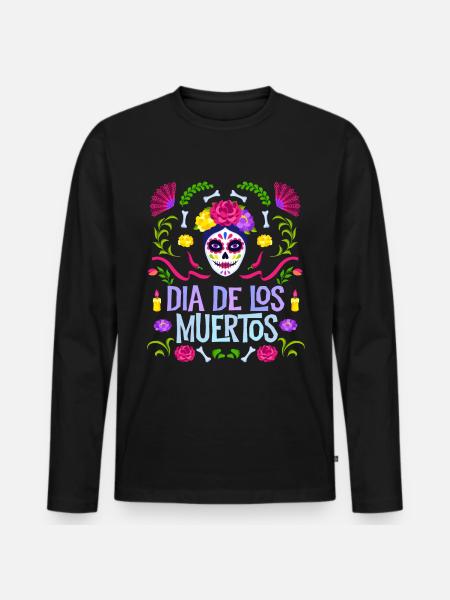 Dia-de-los-Muertos, La-Catrina sugar-skull, Mexico - Men's Premium Organic Long Sleeve Shirt - black
