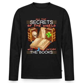 Books, book, bookworm bookworm funny saying - Men's Premium Organic Long Sleeve Shirt - black - Front - Nico (187cm)