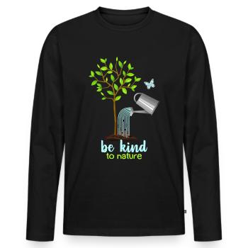Nature conservation, tree and watering can, environmental protection - Men's Premium Organic Long Sleeve Shirt - black - Front - Nico (187cm)