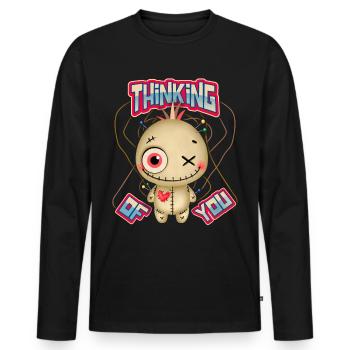 Voodoo-Puppe, lustiger Spruch Thinking-Of-You - Männer Premium Bio Langarmshirt - Schwarz - Vorne - Nico (187cm)