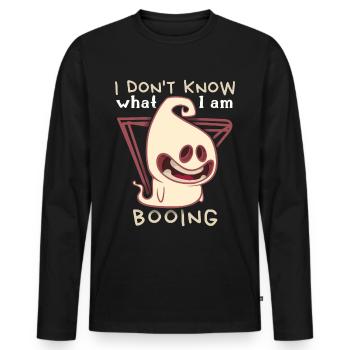 Lustiger-Geist, Boo-Schrecken Spruch Halloween - Männer Premium Bio Langarmshirt - Schwarz - Vorne - Nico (187cm)