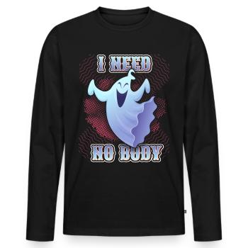 Lustiger-Geist, Spruch Halloween Comic-Book Stil - Männer Premium Bio Langarmshirt - Schwarz - Vorne - Nico (187cm)