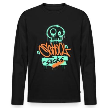 École, frustration scolaire, drôle de dire style graffiti - T-shirt manches longues Premium bio Homme - noir - Devant - Nico (187cm)