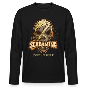 Eerie mummy, Halloween motif, horror - Men's Premium Organic Long Sleeve Shirt - black - Front - Nico (187cm)