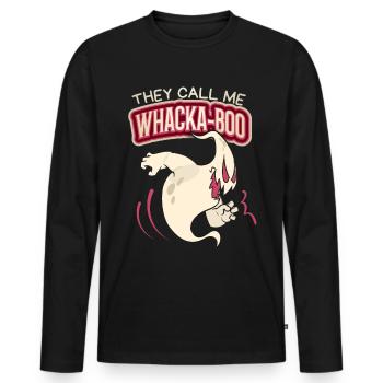 Lustiger-Geist, Spruch Halloween Whacka-Boo - Männer Premium Bio Langarmshirt - Schwarz - Vorne - Nico (187cm)