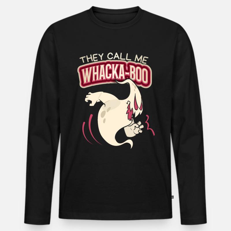 Lustiger-Geist, Spruch Halloween Whacka-Boo - Männer Premium Bio Langarmshirt - Schwarz