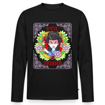 Geisha-Girl, Japan, Comic Style, - Männer Premium Bio Langarmshirt - Schwarz - Vorne - Nico (187cm)
